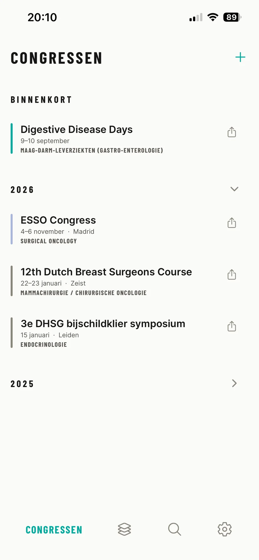 Congressenoverzicht in MedConf